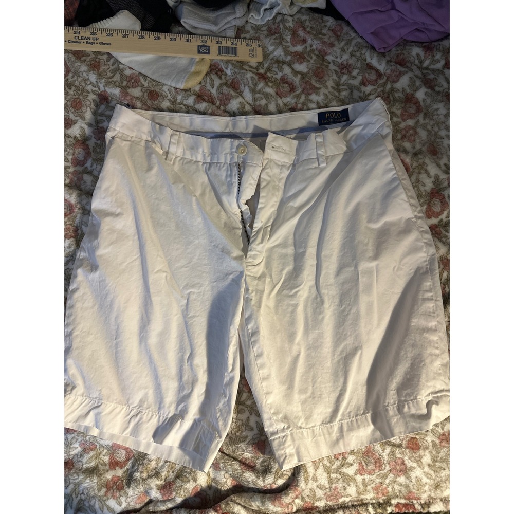 Polo Ralph Lauren Mens White Chino Shorts Size 36 Cotton Twill Flat Front